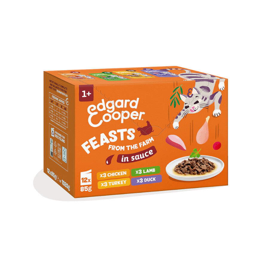 12 x 85 g Edgard & Cooper Festines de la Granja sobre en salsa para gatos, , large Imagen numero 1