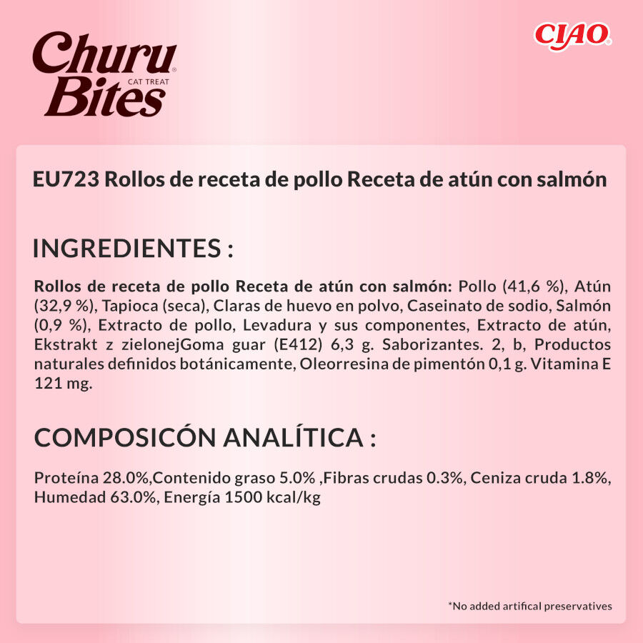 3 sobres x 10 g Churu Bocaditos Bites de Pollo y At&uacute;n con Salm&oacute;n para gatos, , large Imagen numero 4