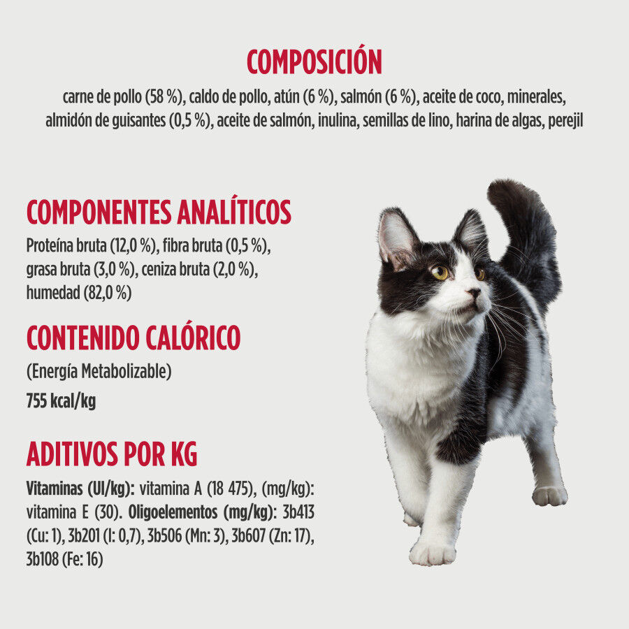 170 g Nulo Flaked Pollo con Tuna y Salm&oacute;n Lata para gatos, , large Imagen numero 2