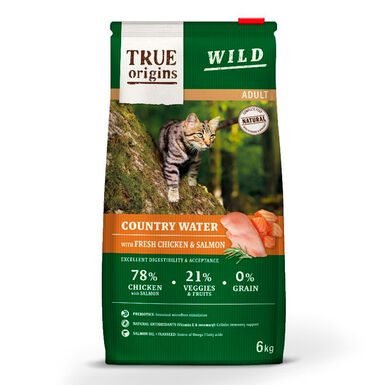 True Origins Wild Adult Country Water Pollo y Salmón pienso para gatos