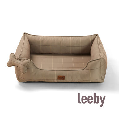 Leeby cama viscoelástica marrón rayas para perros