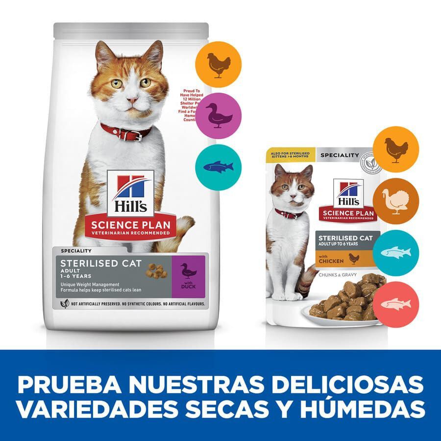 Hill&#039;s Science Plan Sterilised Young Adult Pato pienso para gatos thumbnail