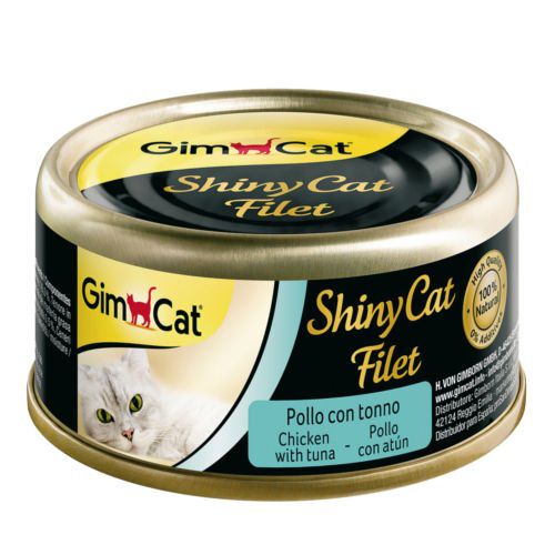 70 g GimCat Shiny filet pollo y at&uacute;n lata para gatos, , large Imagen numero 1