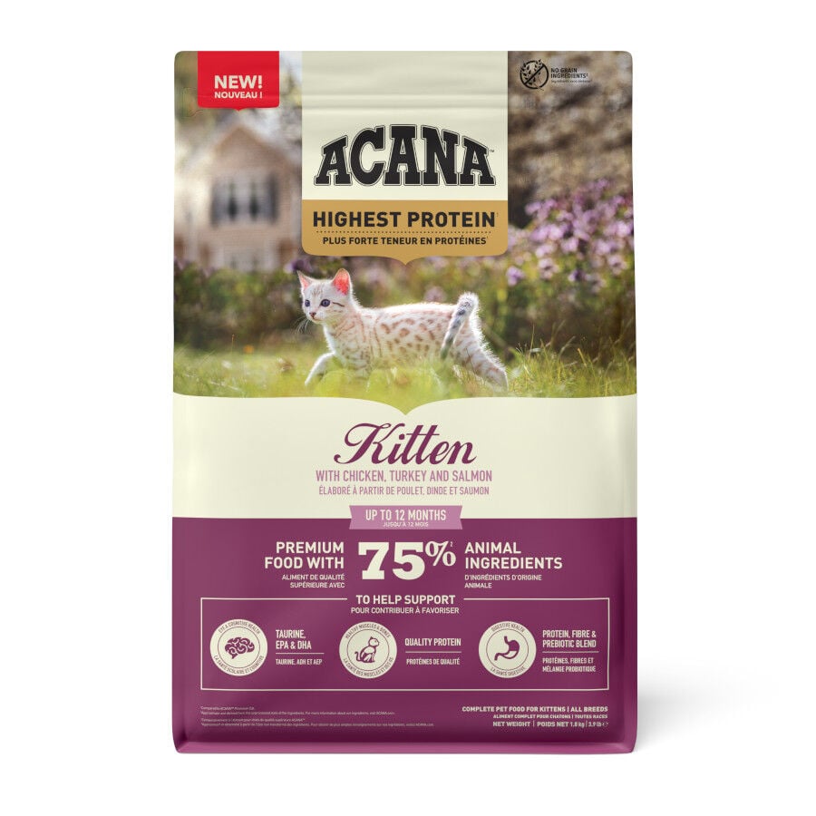 1.8 kg Acana Highest Protein Pollo Pavo y Salm&oacute;n pienso para gatitos, , large Imagen numero 1