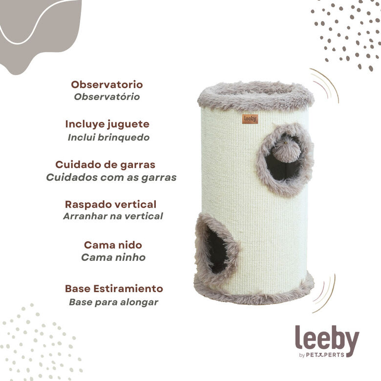 Leeby Bruno barril rascador con cama nido y juguete para gatos thumbnail