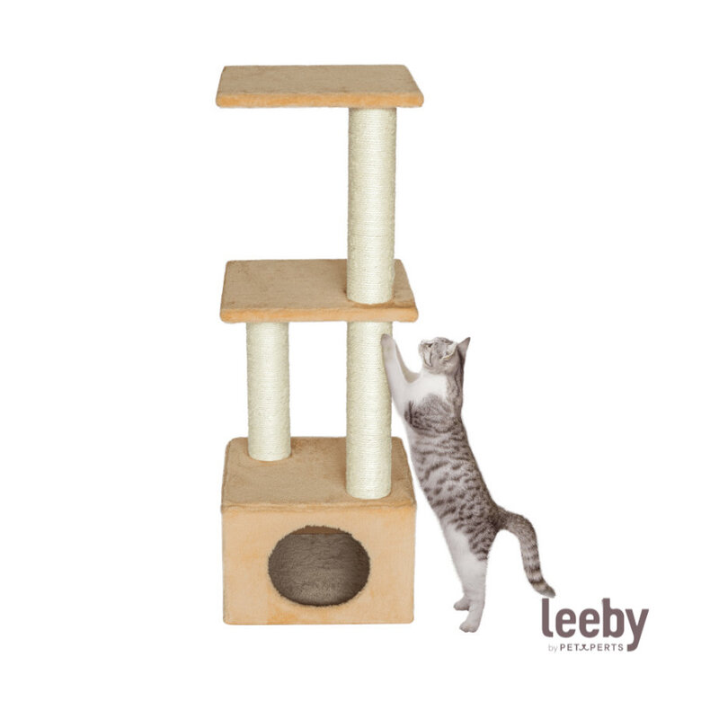 Leeby Colette DoubPost torre rascador con cama nido beige para gatos,  Imagen numero 2 Leeby Colette DoubPost torre rascador con cama nido beige para gatos, , large Imagen numero 2