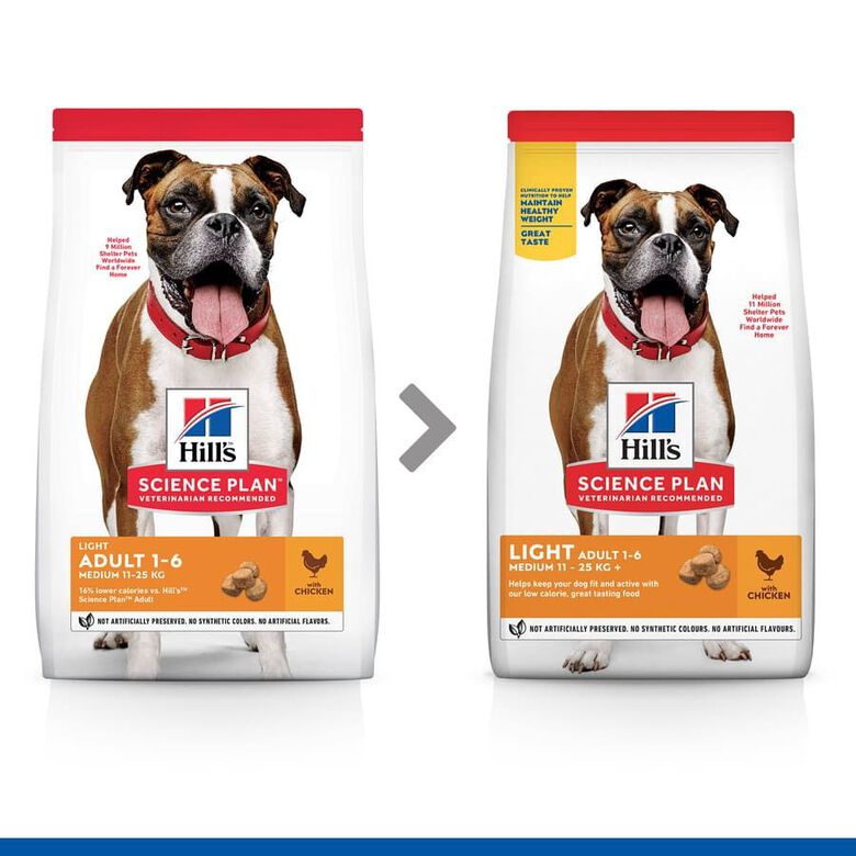 Hill&#039;s Science Plan Adult Light Medium Pollo pienso para perros thumbnail