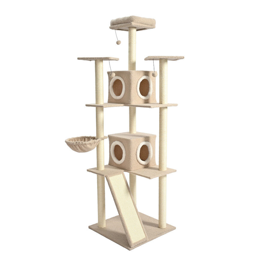 Leeby Boucle Collection Árbol rascador con camas y juguetes para gatos thumbnail