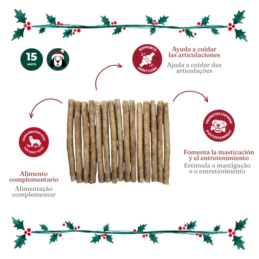 1 pack x 15 uds. Wonder Christmas Palitos Col&aacute;geno con Cordero Snacks para perros, , large Imagen numero 3