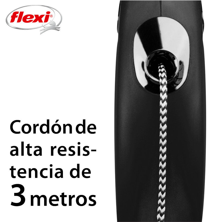 Flexi New Classic Correa de Cordón Extensible Negra para perros thumbnail