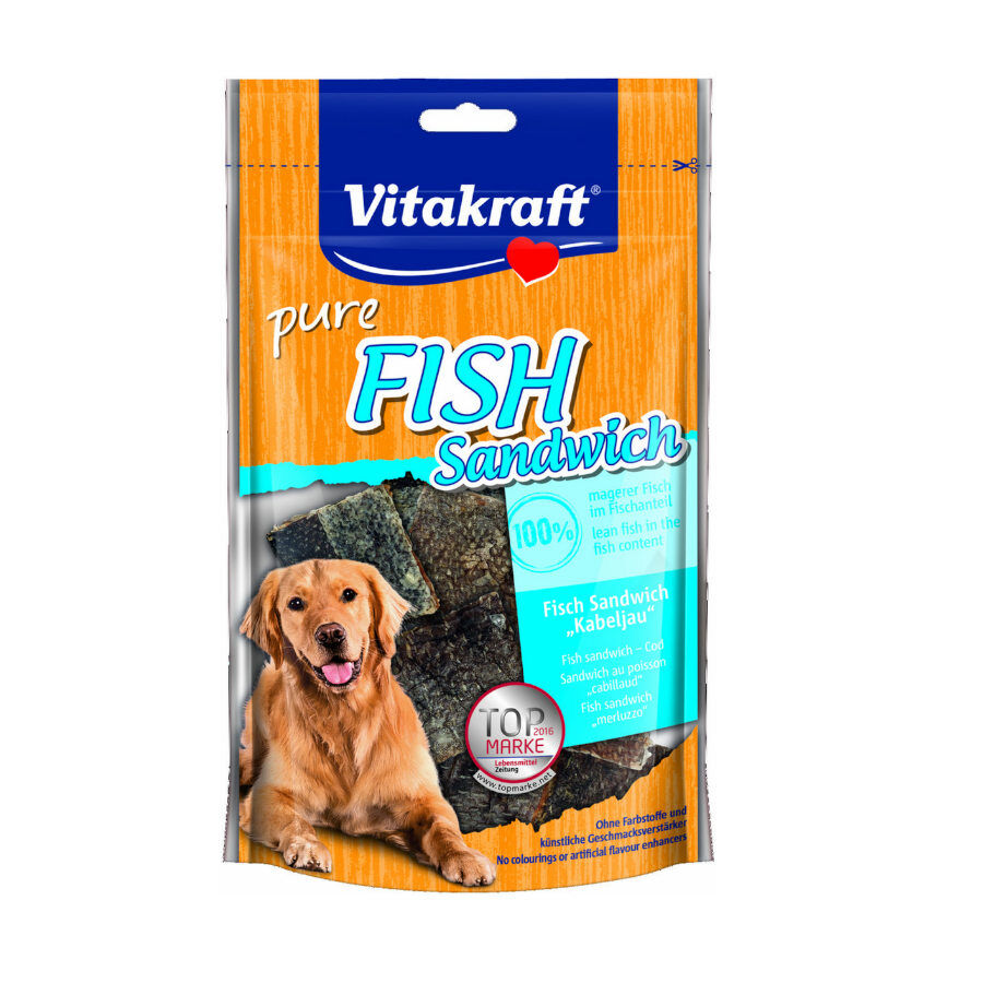 80 g Vitakraft Bocaditos Sandwich Pescado para perros, , large Imagen numero 1