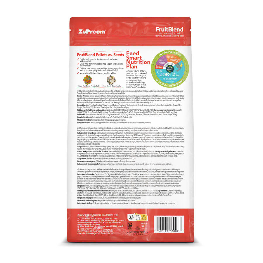 ZuPreem FruitBlend Medium Large &amp; Large pienso para pájaros thumbnail