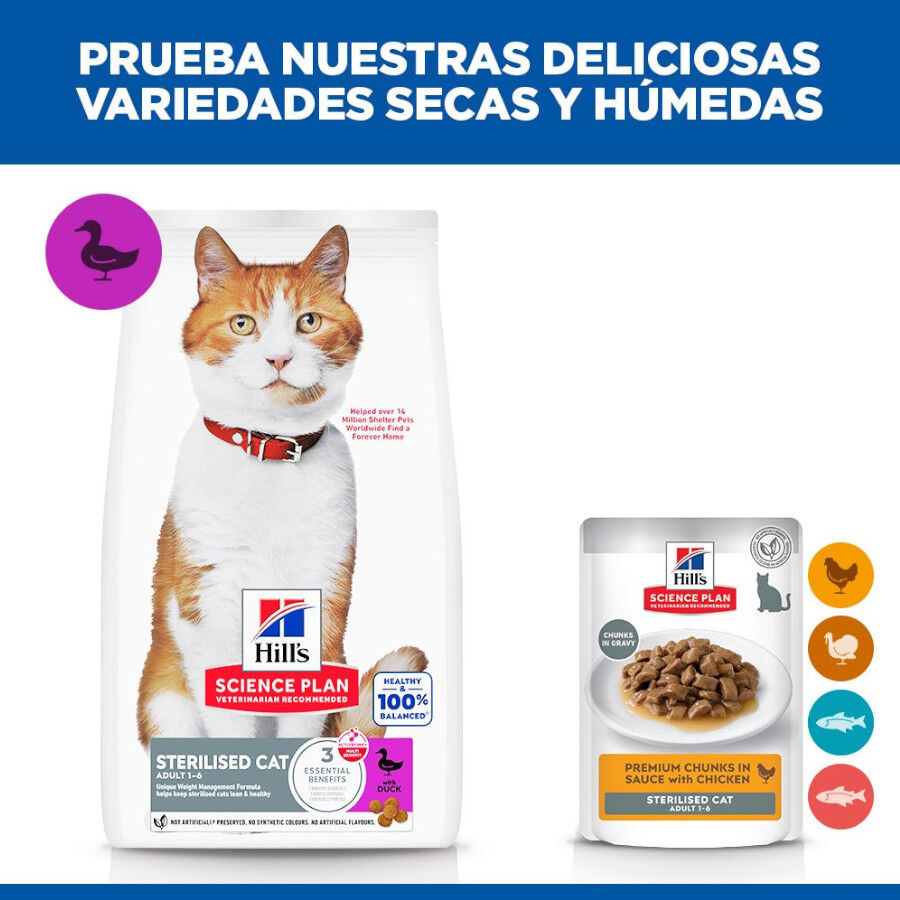 Hill's Science Plan Sterilised pienso pato para gatos adultos esterilizados thumbnail