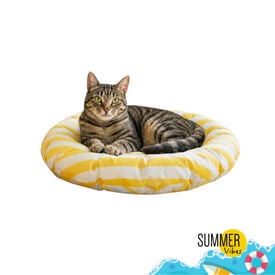 Summer Vibes Cama Redonda Refrescante Amarilla para gatos