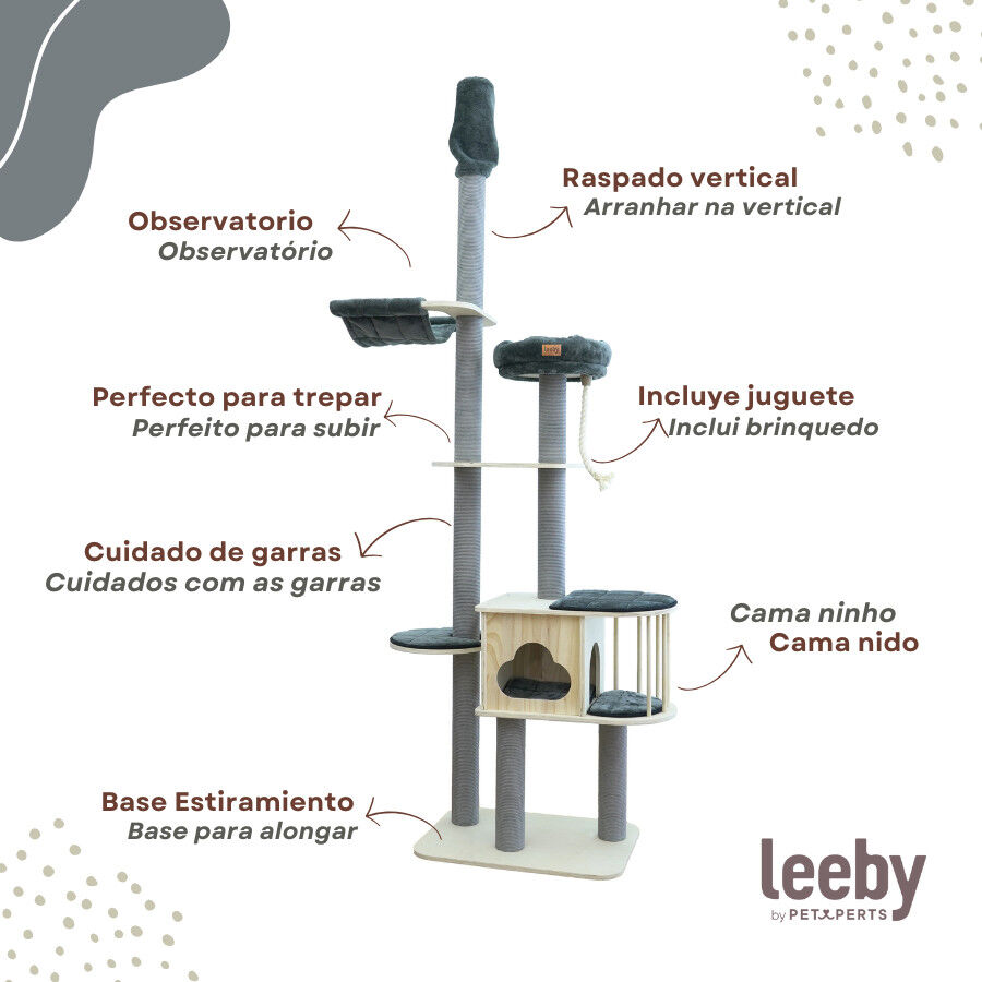 Leeby Cloud Collection torre rascador de techo con cama y juguete para gatos, , large Imagen numero 4