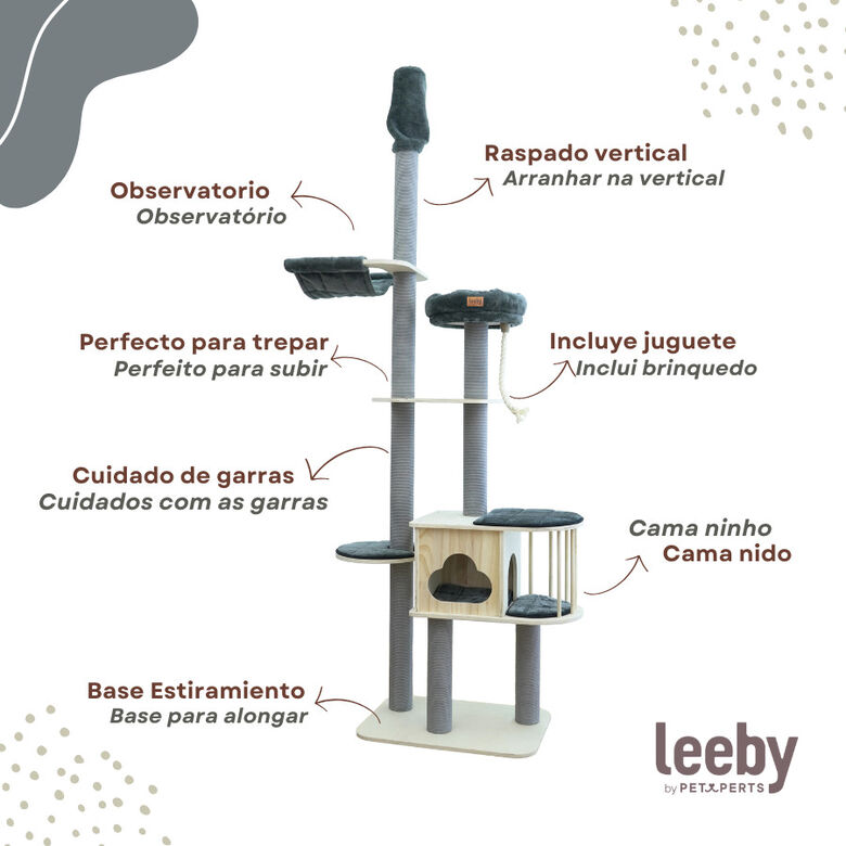 Leeby Cloud Collectión torre rascador de techo con cama y juguete para gatos thumbnail