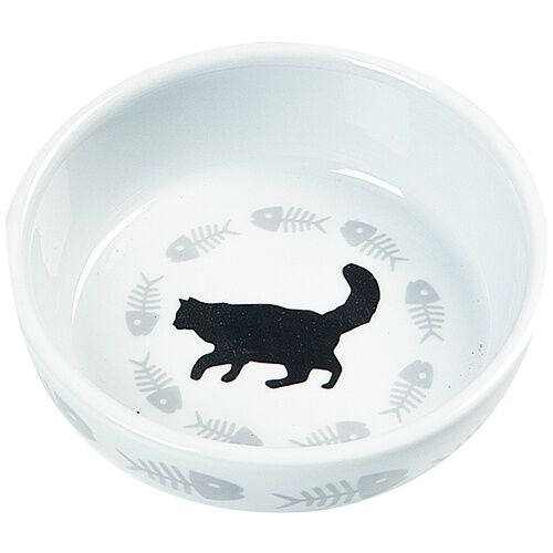 Flamingo Comedero de Cerámica Blanca para gatos