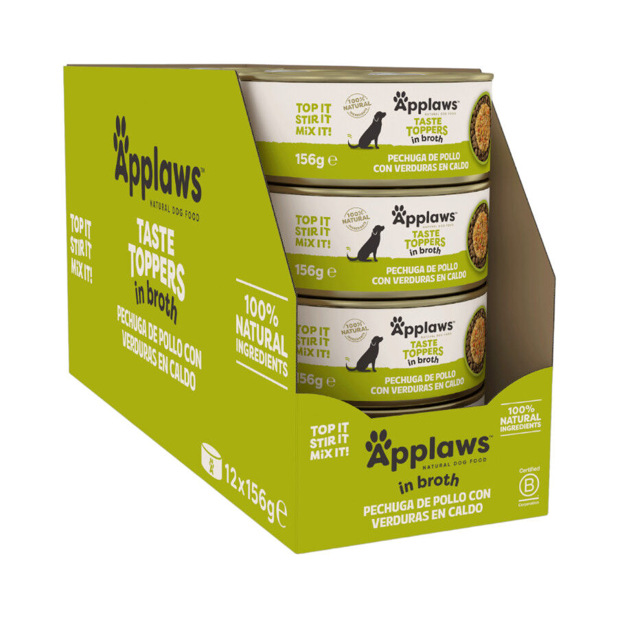 156 g Applaws Taste Toppers Pollo con Vegetales en Caldo lata para perros, , large Imagen numero 2