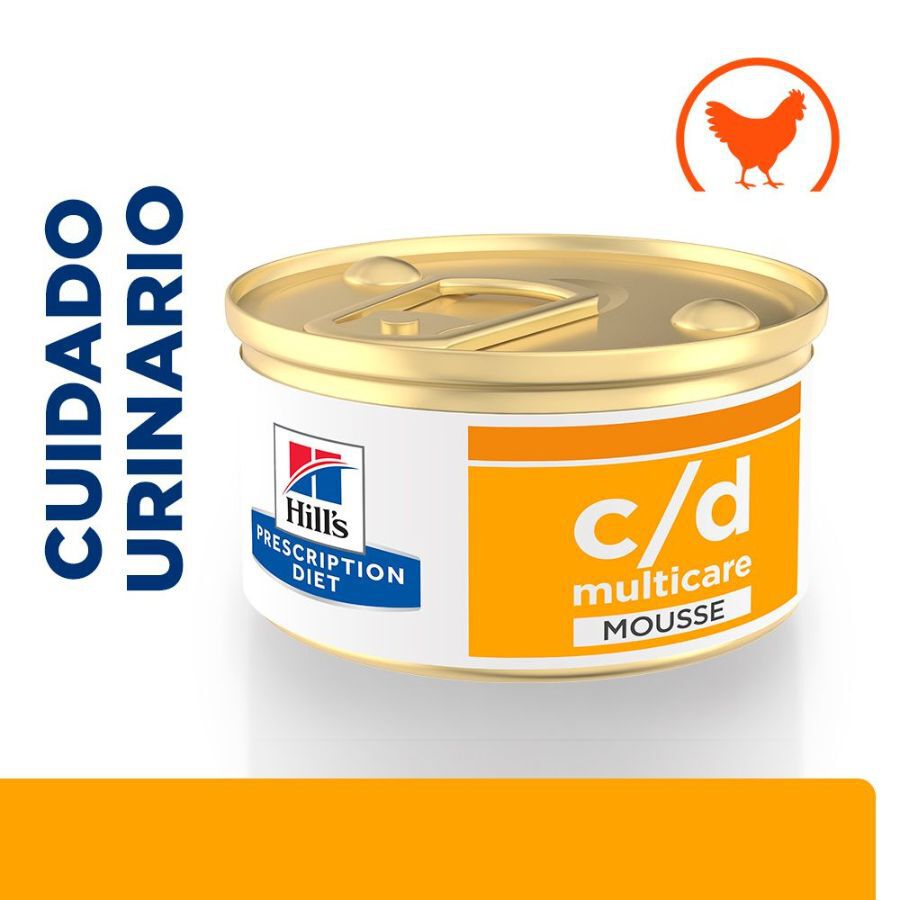 85 g Hill's Prescription Diet c/d Multicare Mousse de Pollo lata para gatos, , large Imagen numero 1