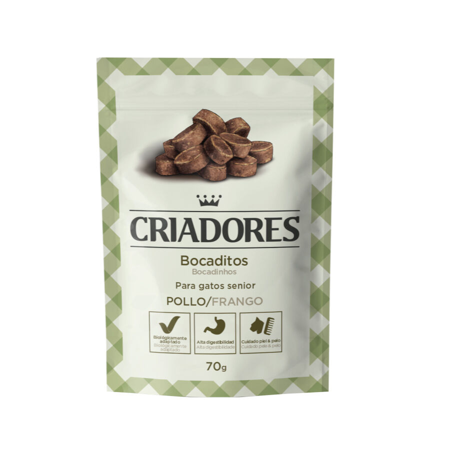 70 g Criadores Bocaditos Senior de Pollo para gatos, , large Imagen numero 1