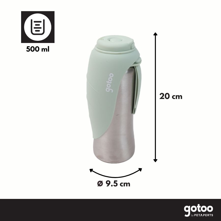 Gotoo Botella Bebedero Port&aacute;til de Acero Inoxidable Verde para perros, , large Imagen numero 4