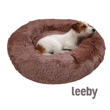 Leeby Cama Redonda Antiestrés Marrón para perros