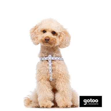 Gotoo Arnés estampado cuadro vichy gris para perros
