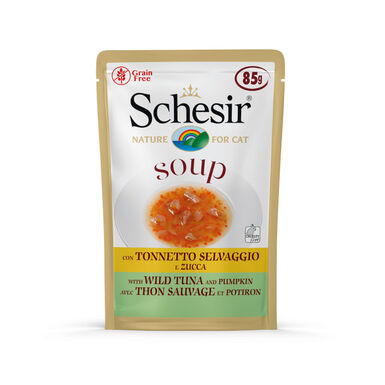 Schesir Soup atún y calabaza sobre para gatos