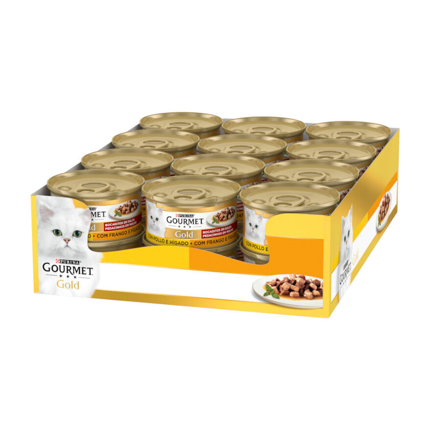 Gourmet Gold Pollo e Hígado en salsa lata para gatos
