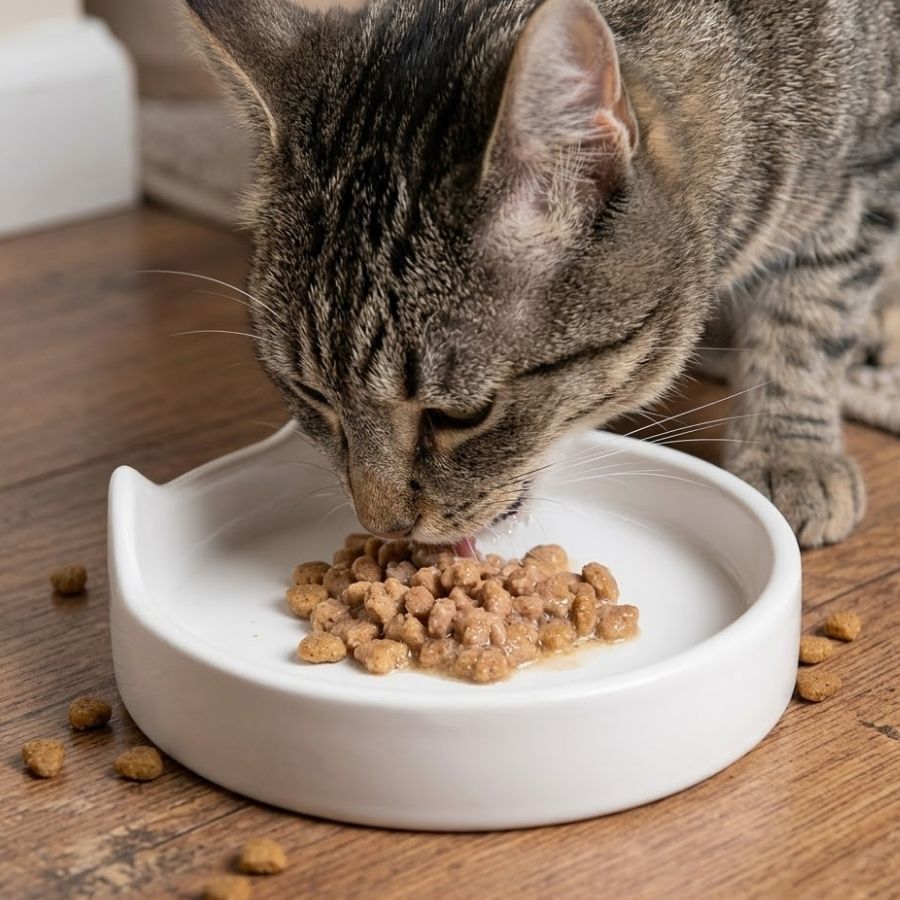 Leeby Comedero de Cer&aacute;mica Blanco con Orejitas para gatos, , large Imagen numero 1