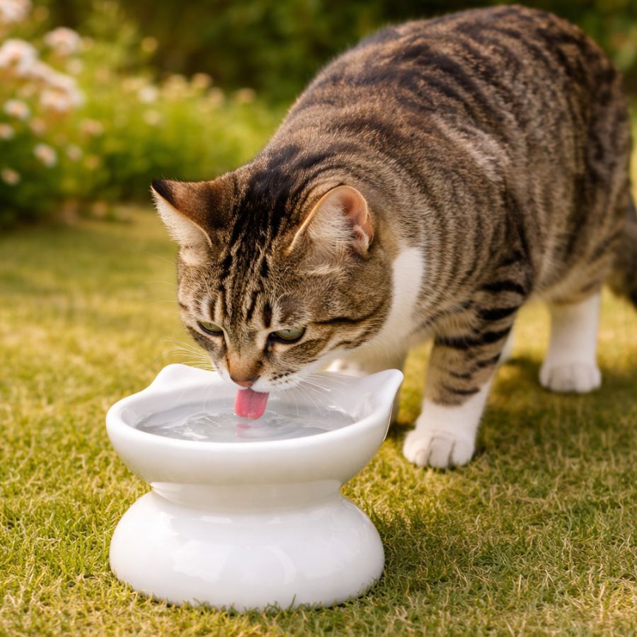 Leeby Comedero Elevado Inclinado de Cer&aacute;mica Blanco para gatos, , large Imagen numero 1