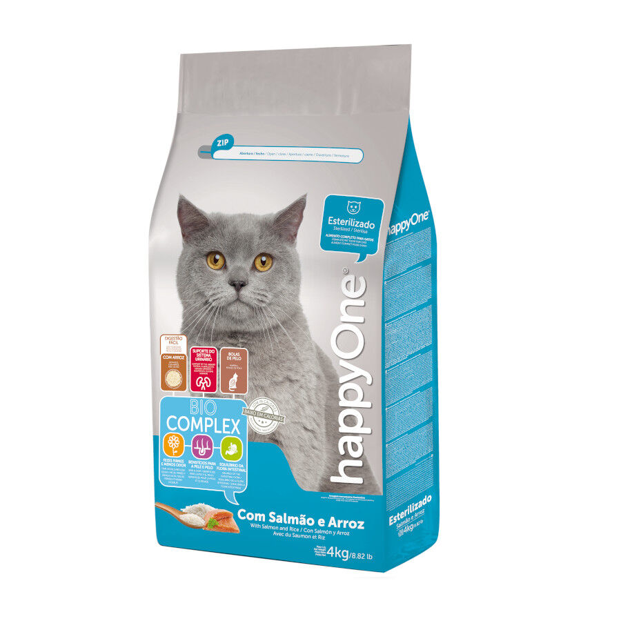 happyOne Adult Esterilizado Salmón y Arroz pienso para gatos