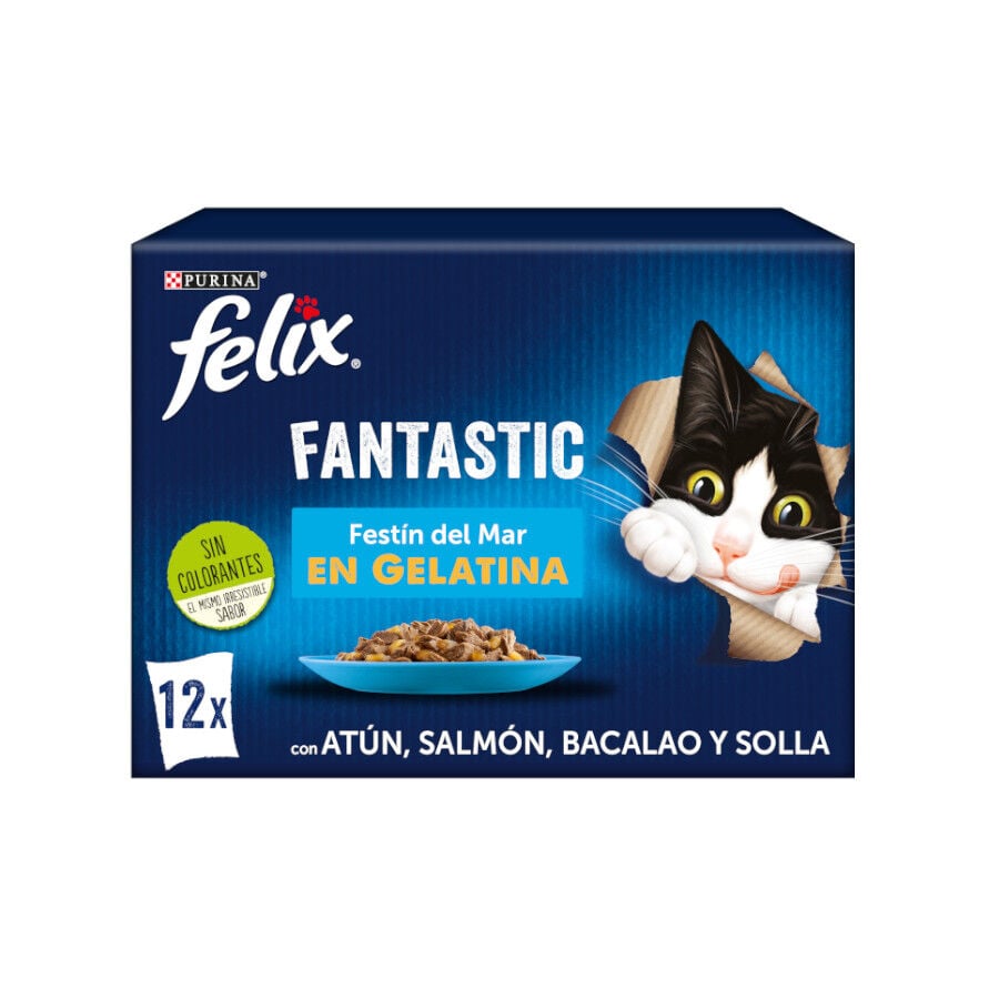 Felix Fantastic Festín del Mar sobres en gelatina para gatos