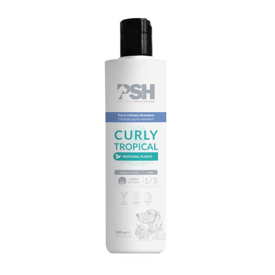 PSH Champú Curly Tropical para Pelo Rizado de perros y gatos