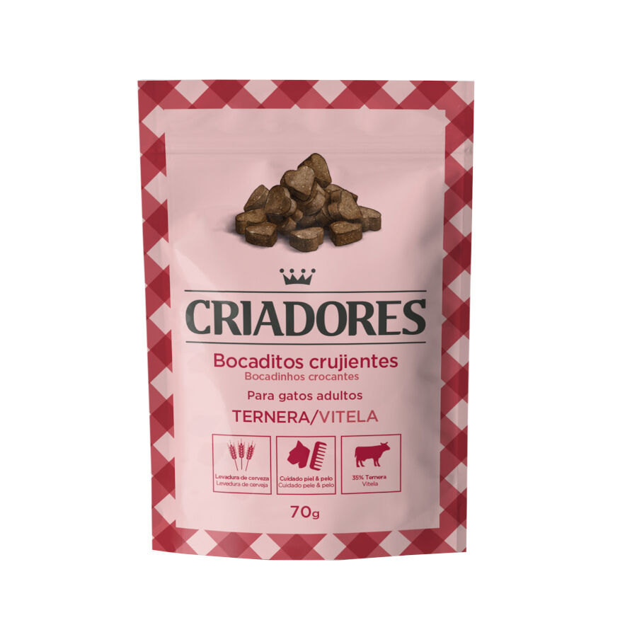 70 g Criadores Bocaditos Crujientes de Ternera para gatos, , large Imagen numero 1