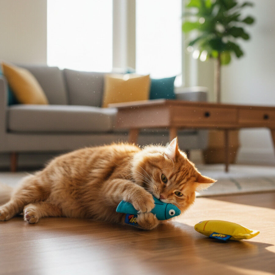 BAM! Peluche peces con catnip Azul y Amarillo para gatos, , large Imagen numero 1