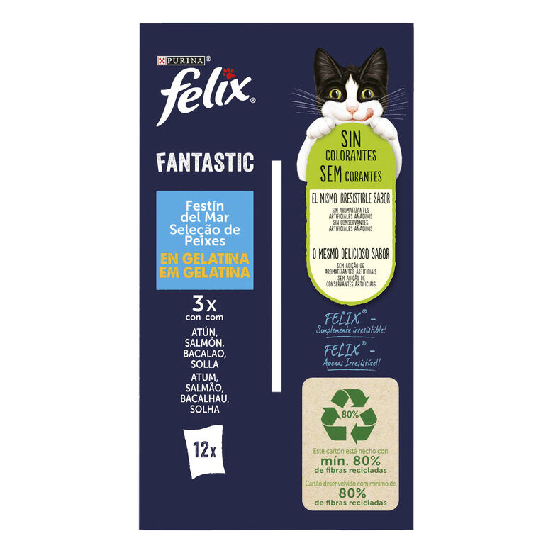 Felix Fantastic Festín del Mar sobres en gelatina para gatos thumbnail