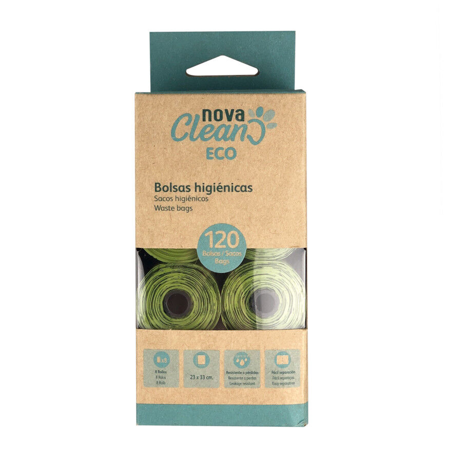 8 rollos (120 bolsas) Nova Clean Eco Bolsas Biodegradables para heces de perro, , large Imagen numero 1