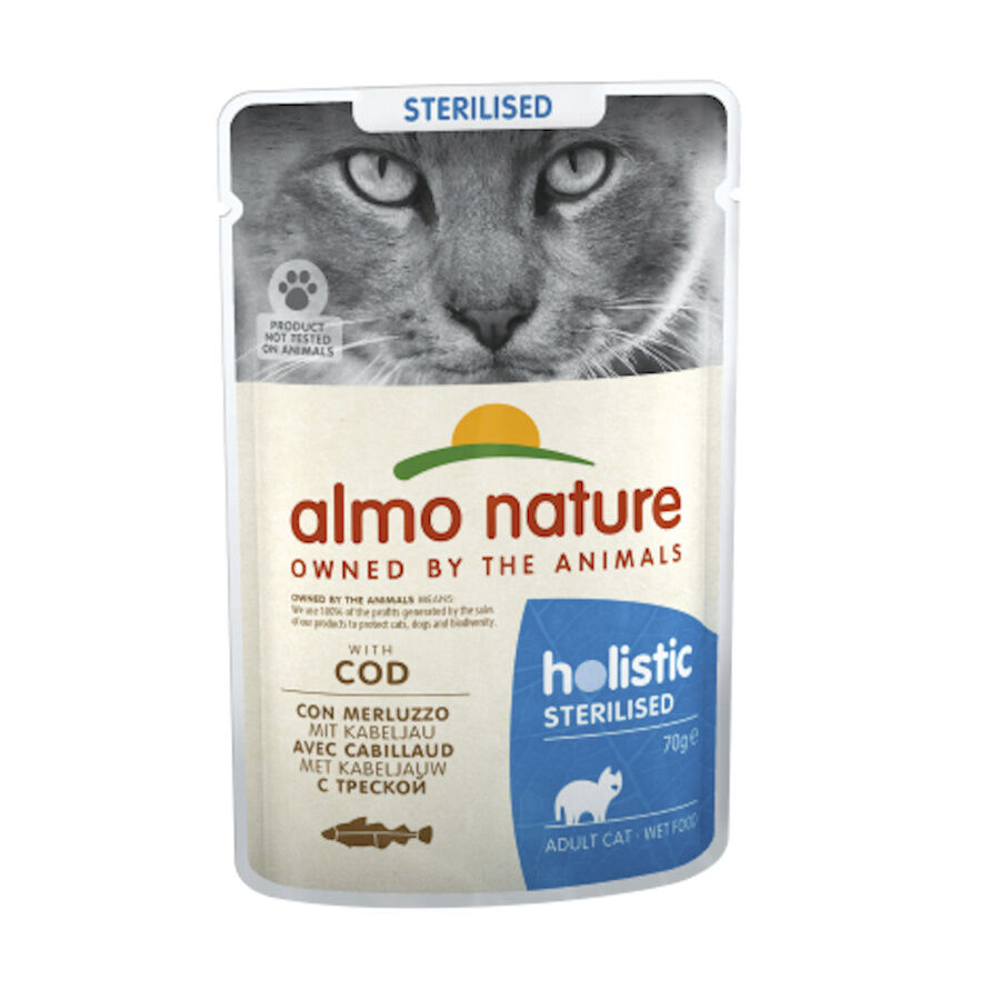 70 g Almo Nature Holistic Sterilised Bacalao sobre para gatos , , large Imagen numero 1