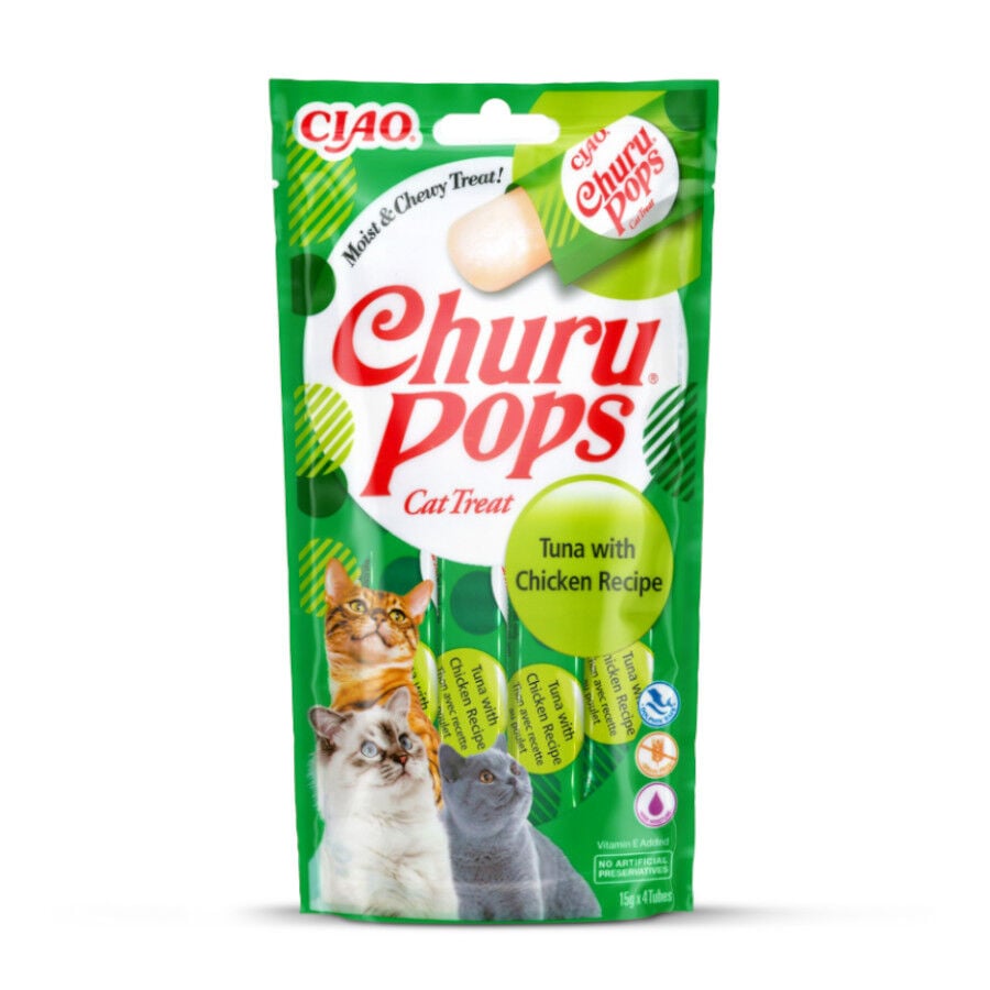 4 sobres x 15 g Churu Palitos Pops de At&uacute;n y Pollo para gatos, , large Imagen numero 1
