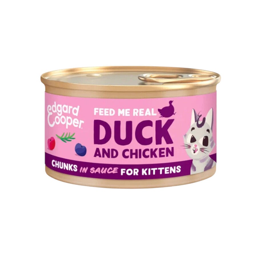Edgard & Cooper Kitten Trocitos de Pato y Pollo en Salsa lata para gatos