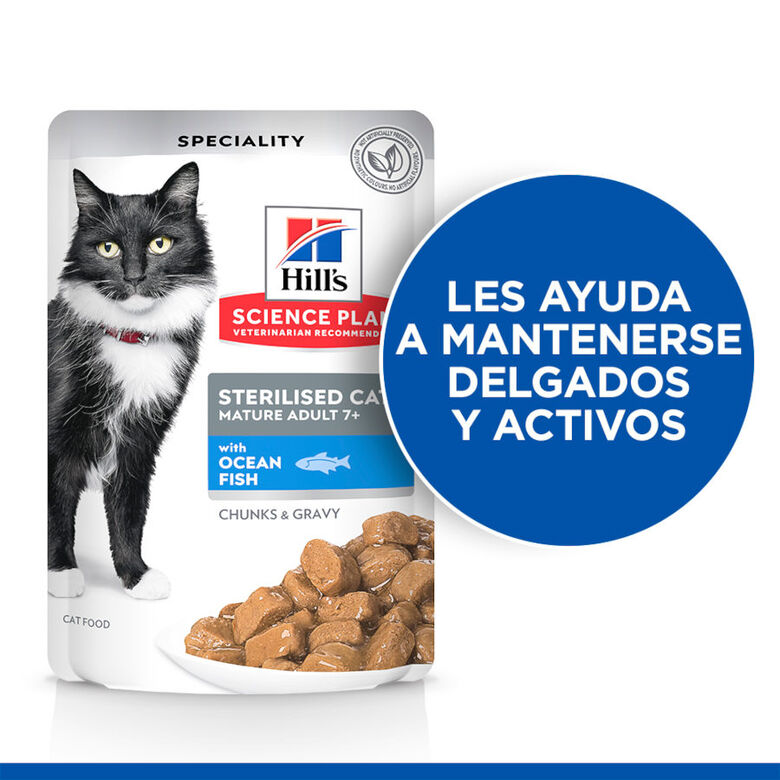 Hill&#039;s Science Plan Sterilised Mature Pescado Oceánico en Salsa sobre para gatos thumbnail