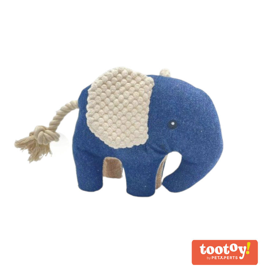Tootoy! Comfort Denim Elephant peluche con sonido para perros, , large Imagen numero 1