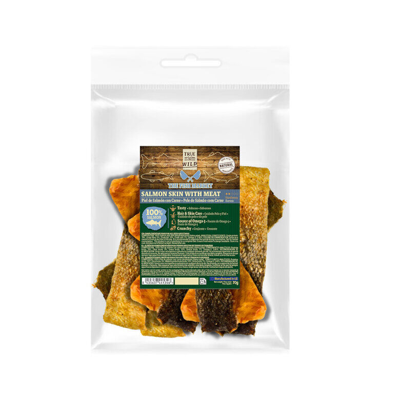 70 g. True Origins Piel de Salm&oacute;n con Carne Snack para perros, , large Imagen numero 1