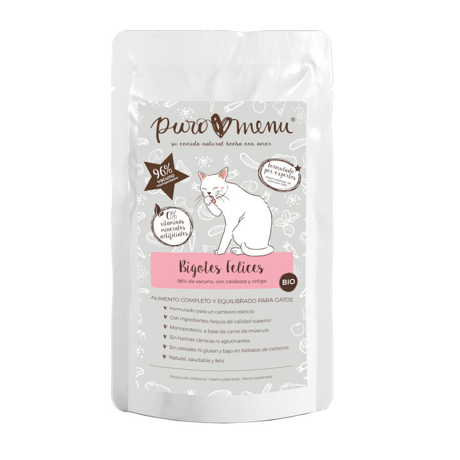 Puro Menu Bio Bigotes Felices Vacuno sobre para gatos