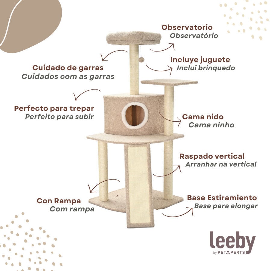 Leeby Boucle Collection Árbol rascador con cama nido y rampa para gatos thumbnail