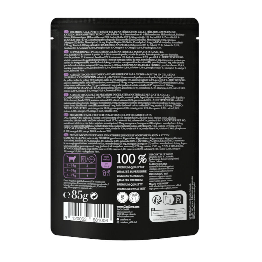 Cat&#039;s Love Adult Salmón y Pollo en Gelatina sobre para gatos thumbnail