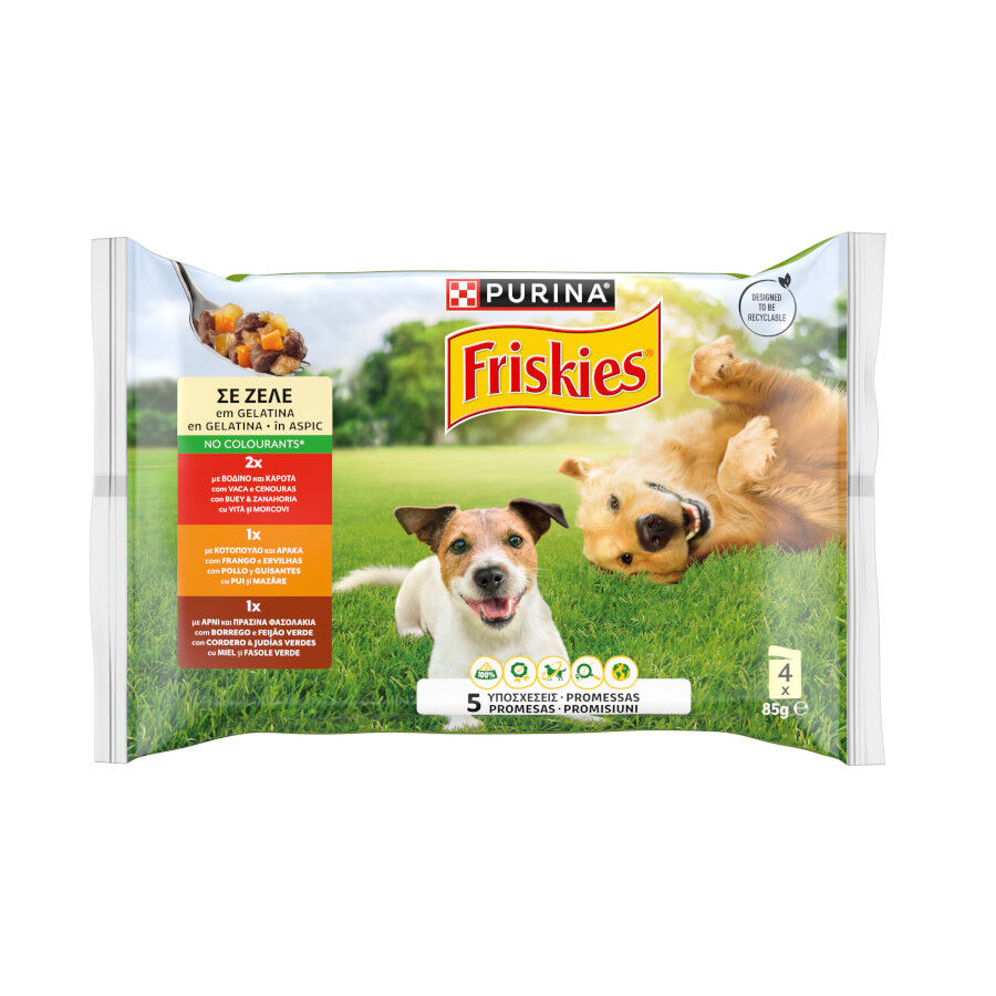 4 sobres x 85 g Friskies Pollo y Cordero en Gelatina sobre para perros, , large Imagen numero 1