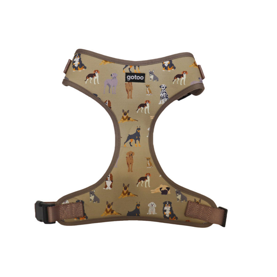 Gotoo Arnés ajustable estampado marrón para perros