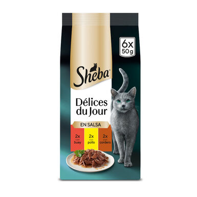 Sheba Délices du Jour en Salsa de ternera, pollo y cordero alimento húmedo para gatos